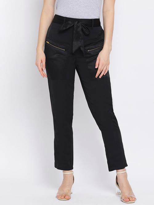 tie front zipper trouser - 17288461 - Very Small Image - 1
