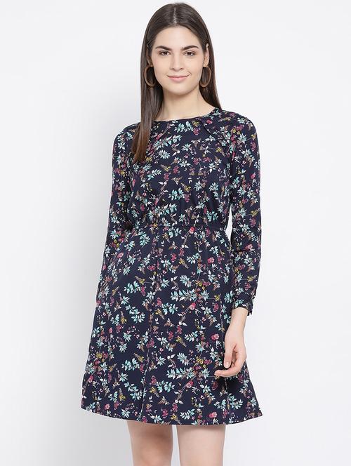 long sleeves floral a-line dress - 17288501 - Very Small Image - 1