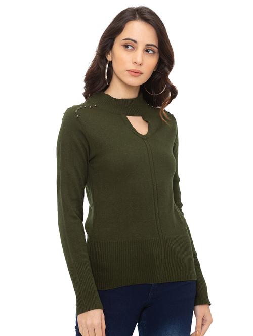 olive cotton regular top - 17289243 - Very Small Image - 1