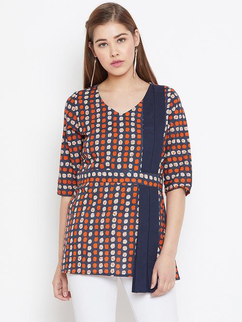 v-neck printed tunic - 17289300 - Very Small Image - 1