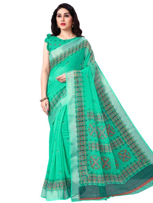 floral printed saree with blouse - 17289348 - Very Small Image - 1
