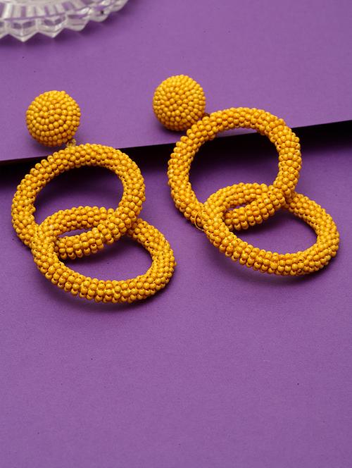 yellow metal drop earring - 17289364 - Very Small Image - 1