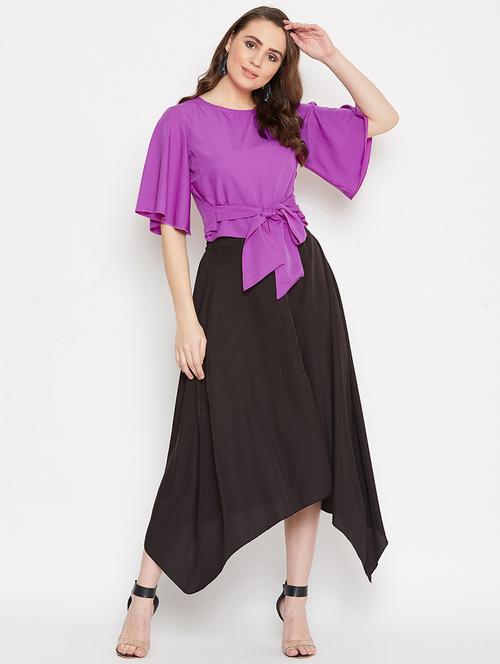 tie front top with asymmetric skirt - 17289646 - Very Small Image - 1
