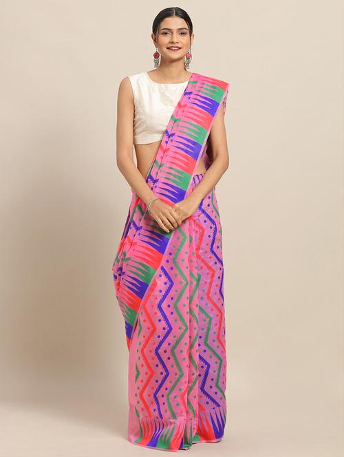 chevro jamdani saree with blouse - 17289822 - Very Small Image - 1