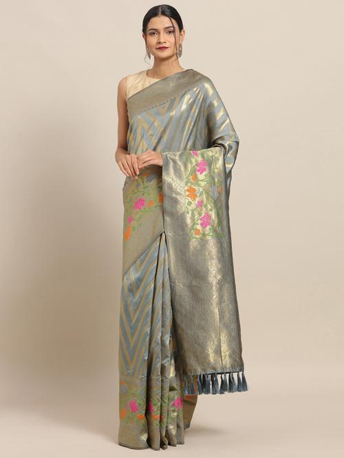 chevron banarasi saree with blouse - 17289831 - Very Small Image - 1