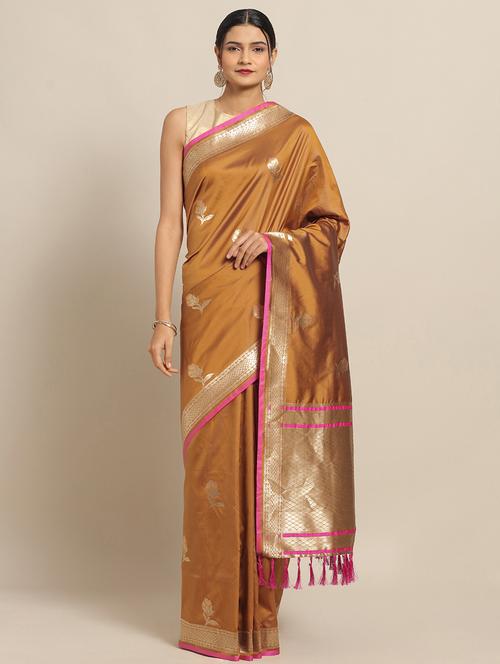floral banarasi saree with blouse - 17289835 - Very Small Image - 1
