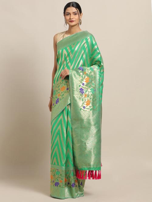 chevron banarasi saree with blouse - 17289843 - Very Small Image - 1