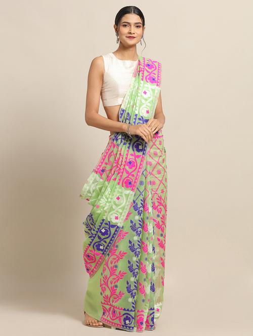 floral jamdani saree - 17289844 - Very Small Image - 1