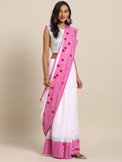solid handloom saree - 17289860 - Very Small Image - 1