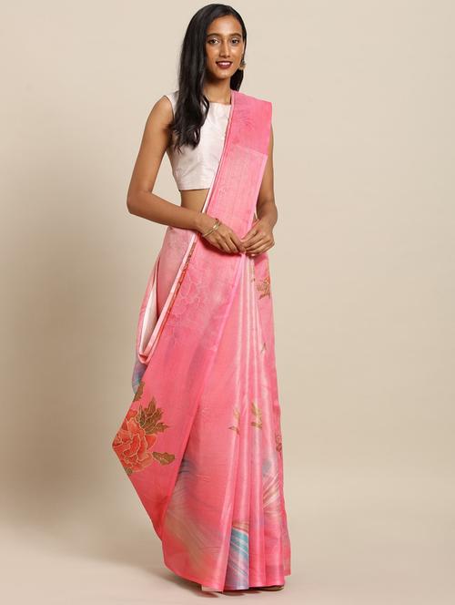 floral maheshwari saree with blouse - 17289901 - Very Small Image - 1