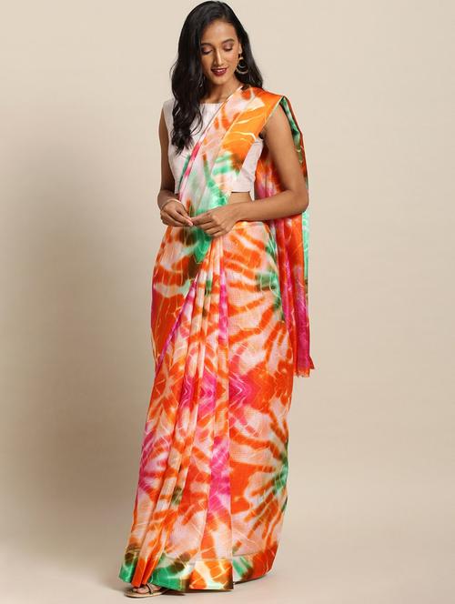 tie & dye kota doria saree with blouse - 17289931 - Very Small Image - 1