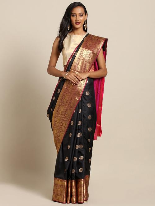 floral kanjivaram saree with blouse - 17289946 - Very Small Image - 1