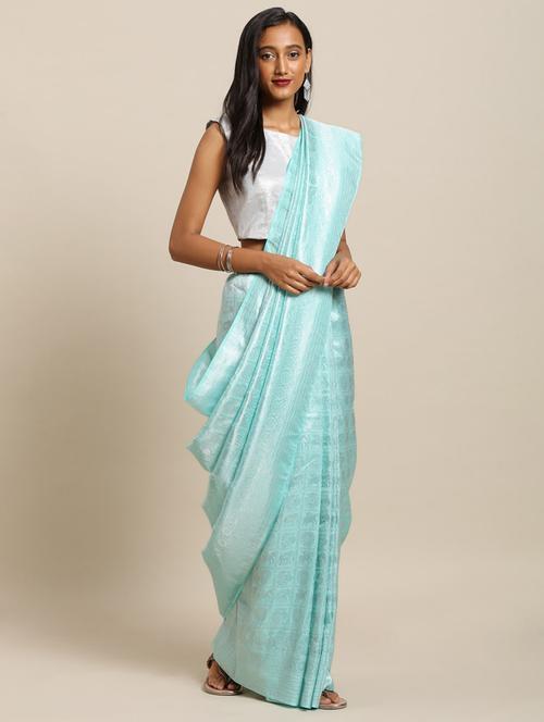 solid baluchari saree with blouse - 17289960 - Very Small Image - 1