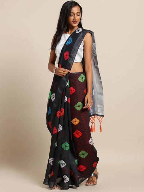 bandhani printed saree with blouse - 17289991 - Very Small Image - 1