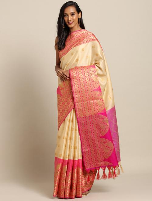 self design kanjivaram saree with blouse - 17290002 - Very Small Image - 1