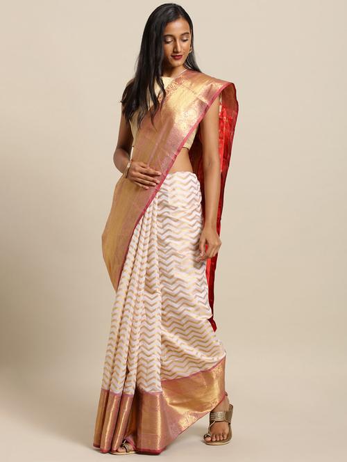 chevron kanjivaram saree - 17290016 - Very Small Image - 1