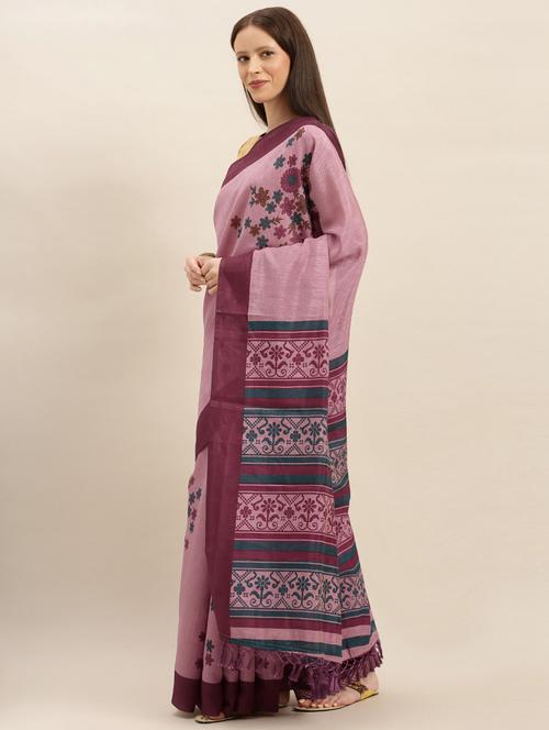 floral printed saree with blouse - 17290065 - Very Small Image - 1
