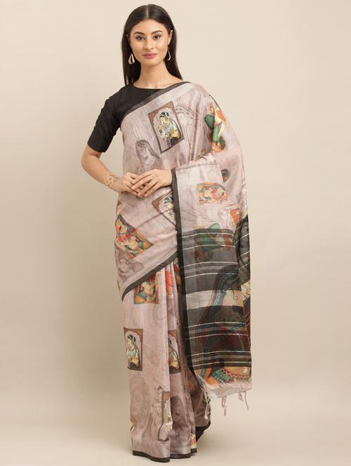 conversational printed saree with blouse - 17290081 - Very Small Image - 1