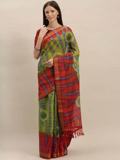 leheriya printed saree with blouse - 17290088 - Very Small Image - 1