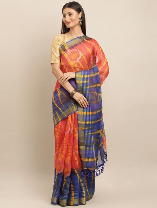 leheriya printed saree with blouse - 17290089 - Very Small Image - 1