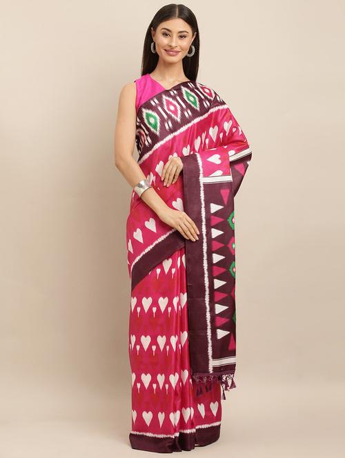 ikat printed saree - 17290091 - Very Small Image - 1
