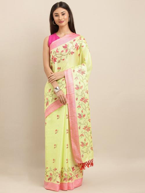 floral printed saree with blouse - 17290098 - Very Small Image - 1