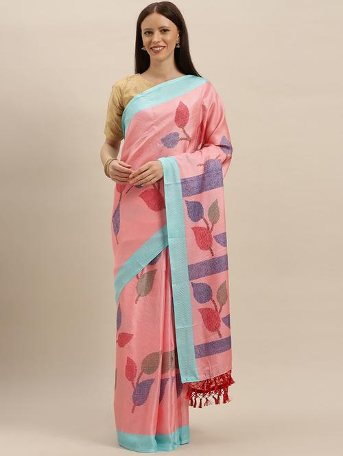 printed bordered saree with blouse - 17290111 - Very Small Image - 1