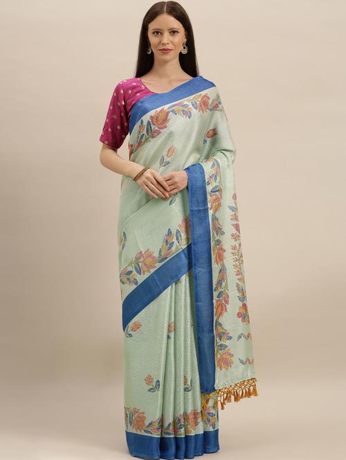 floral printed saree with blouse - 17290124 - Very Small Image - 1
