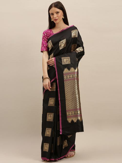 self design kanjivaram saree with blouse - 17290129 - Very Small Image - 1