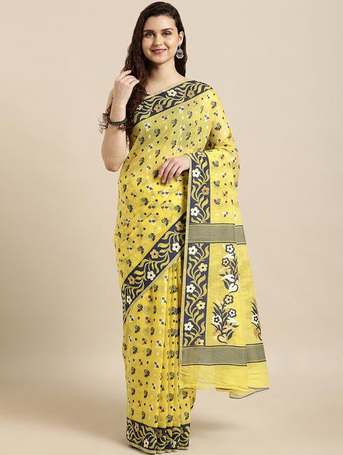 floral jamdani saree with blouse - 17290164 - Very Small Image - 1