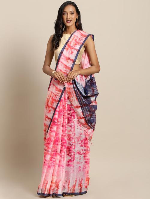 tie & die printed saree with blouse - 17290250 - Very Small Image - 1