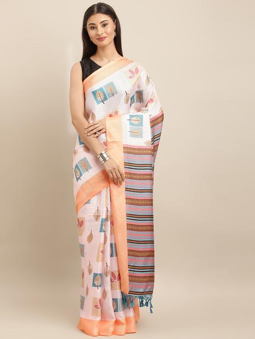 geometric printed saree with blouse - 17290257 - Very Small Image - 1