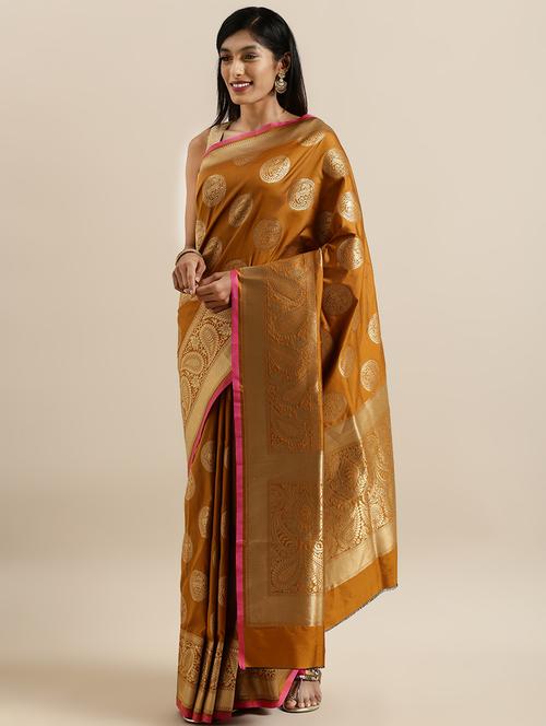 self design banarasi saree with blouse - 17290266 - Very Small Image - 1