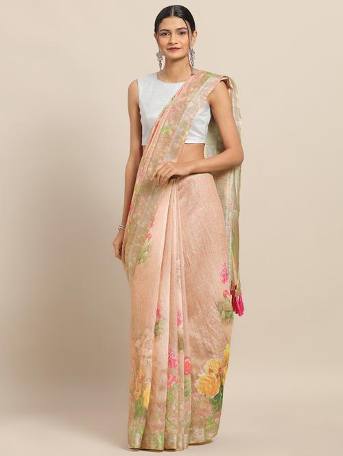 floral handloom saree with blouse - 17290301 - Very Small Image - 1