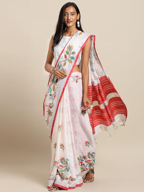 conversational handloom saree - 17290311 - Very Small Image - 1