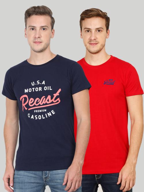 multi colored chest print t-shirts combo - 17290401 - Very Small Image - 1