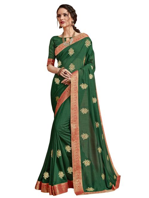 floral embroidered saree with blouse - 17292577 - Very Small Image - 1