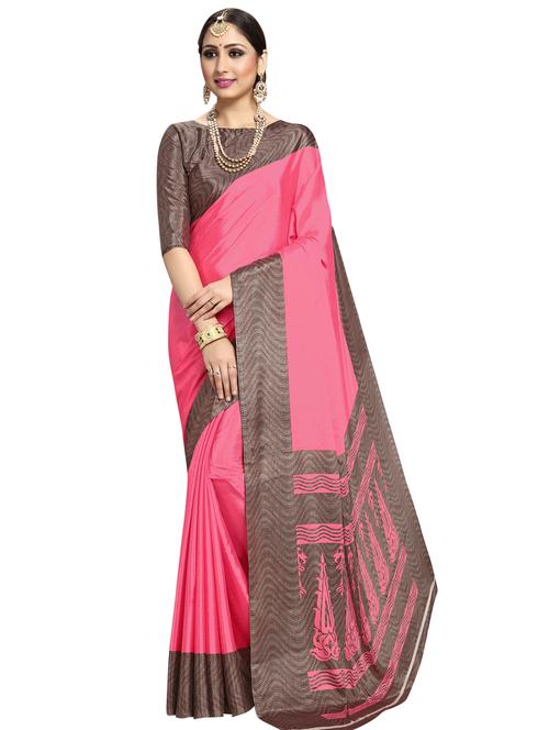 solid bordered saree with blouse - 17292591 - Very Small Image - 1