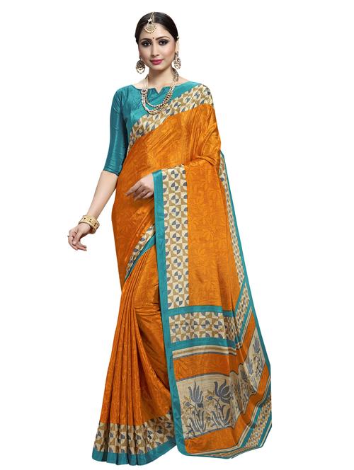 solid bordered saree with blouse - 17292600 - Very Small Image - 1