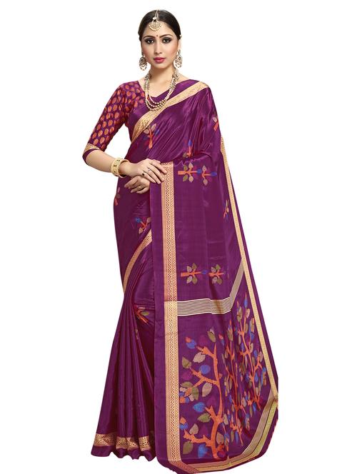 floral printed saree with blouse - 17292608 - Very Small Image - 1