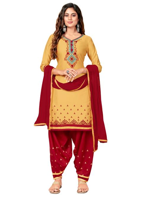 embroidered semi-stitched salwar suit - 17292619 - Very Small Image - 1
