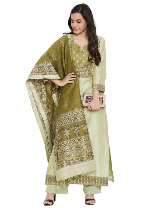 yoke embroidered palazzo unstitched suit - 17292767 - Very Small Image - 1