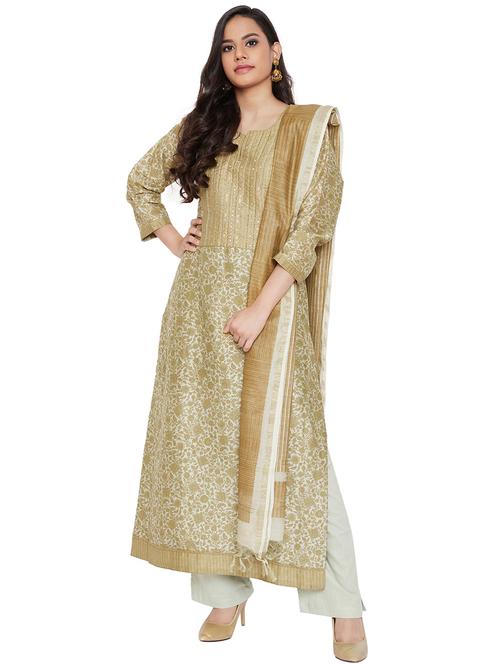yoke embroidered palazzo unstitched suit - 17292770 - Very Small Image - 1