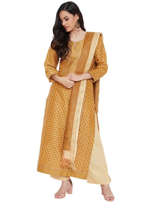 yoke embroidered palazzo unstitched suit - 17292772 - Very Small Image - 1