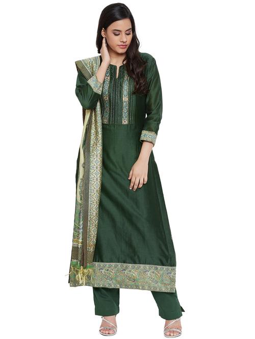 yoke embroidered palazzo unstitched suit - 17292785 - Very Small Image - 1