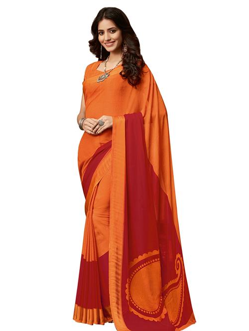 paisley printed saree with blouse - 17292832 - Very Small Image - 1
