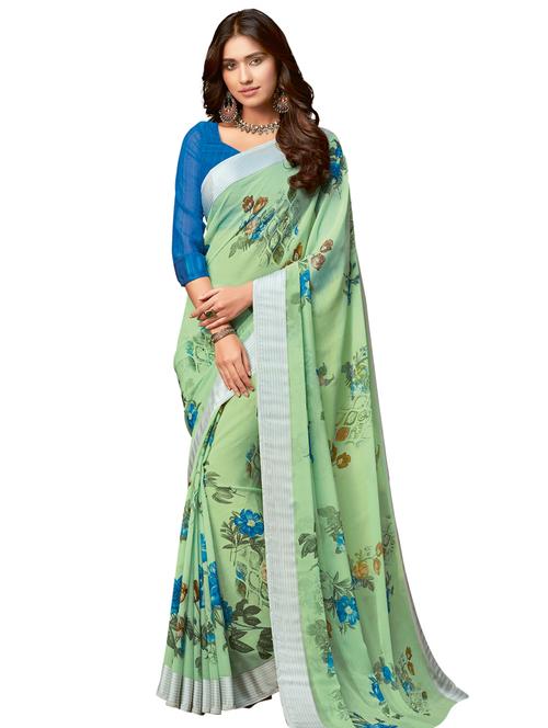 floral printed saree with blouse - 17292837 - Very Small Image - 1