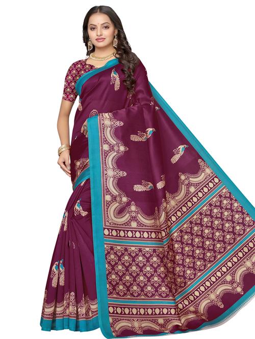 conversational printed saree with blouse - 17292892 - Very Small Image - 1