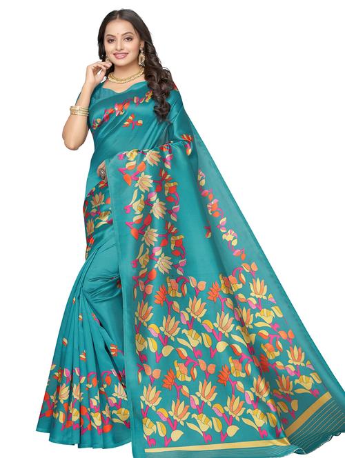 floral printed saree with blouse - 17292895 - Very Small Image - 1