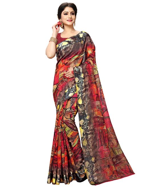 abstract printed saree with blouse - 17293388 - Very Small Image - 1